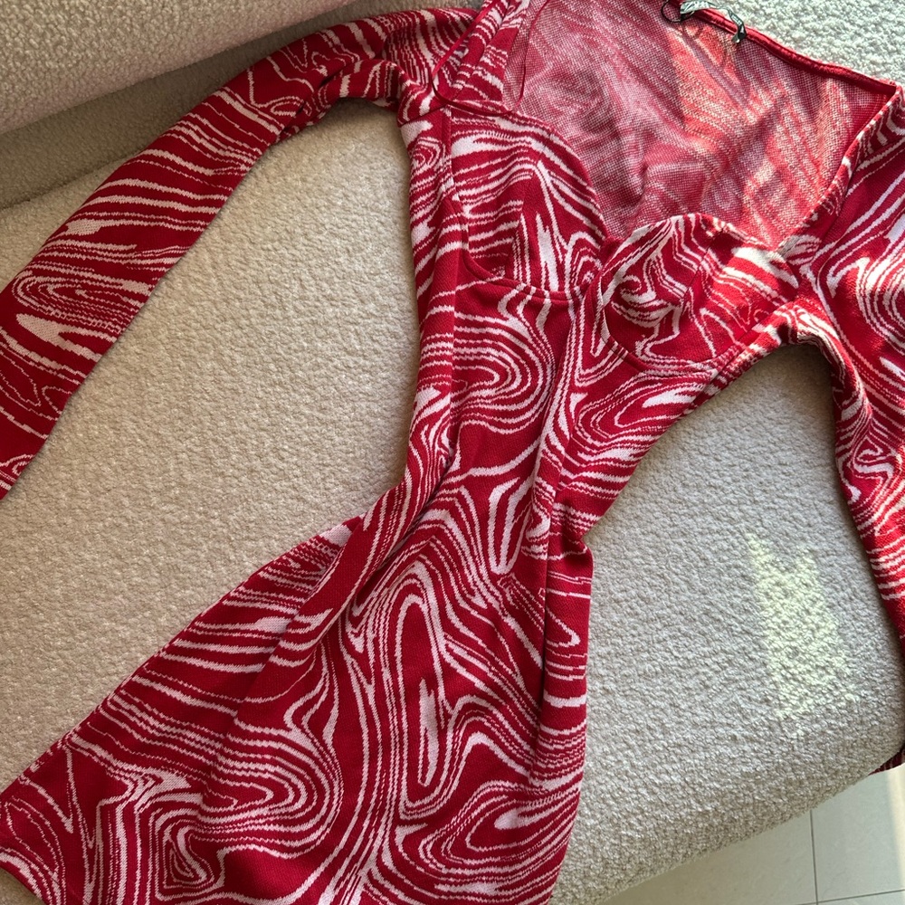 Zara Red and White Knit Top